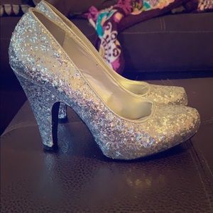 Silver sparkly heels